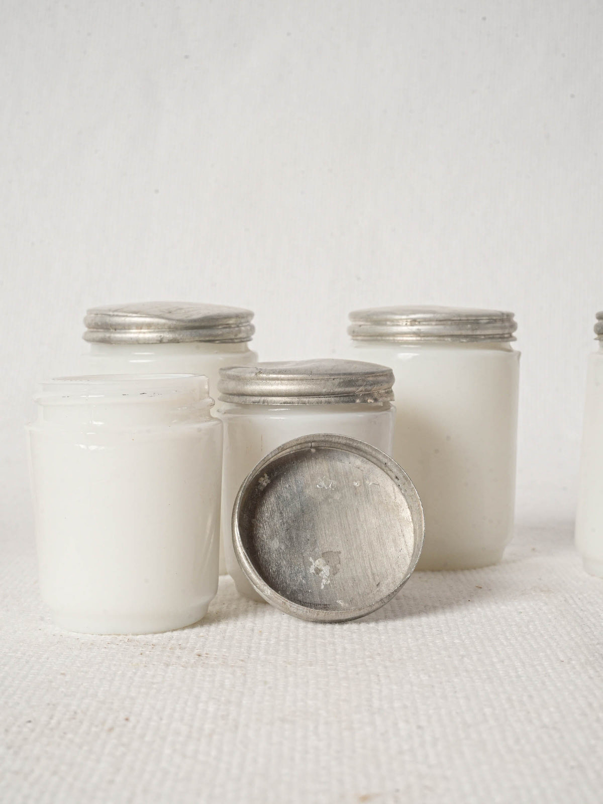 Set of 5 Antique French Opaline Glass Apothecary Jars