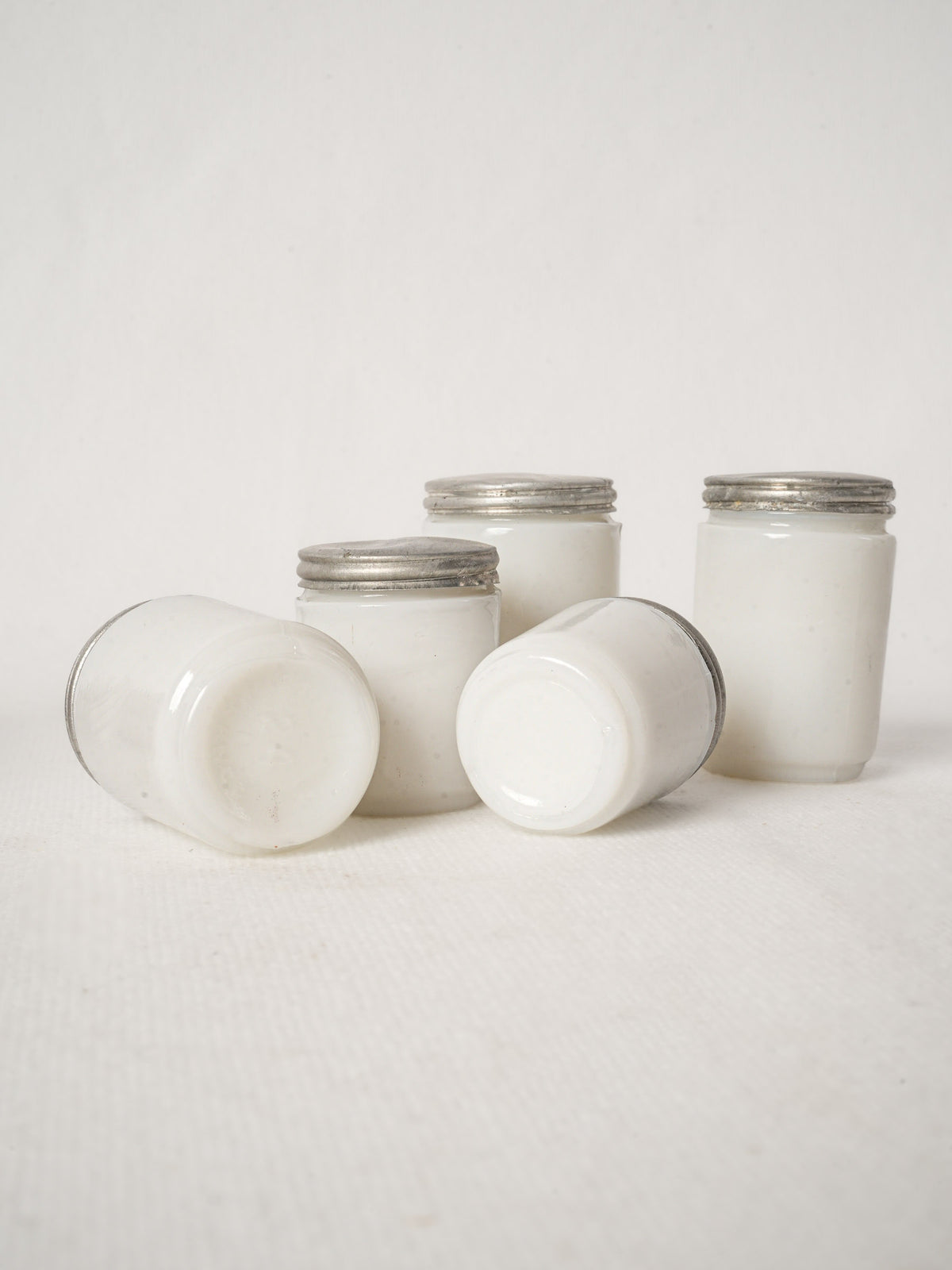 Set of 5 Antique French Opaline Glass Apothecary Jars