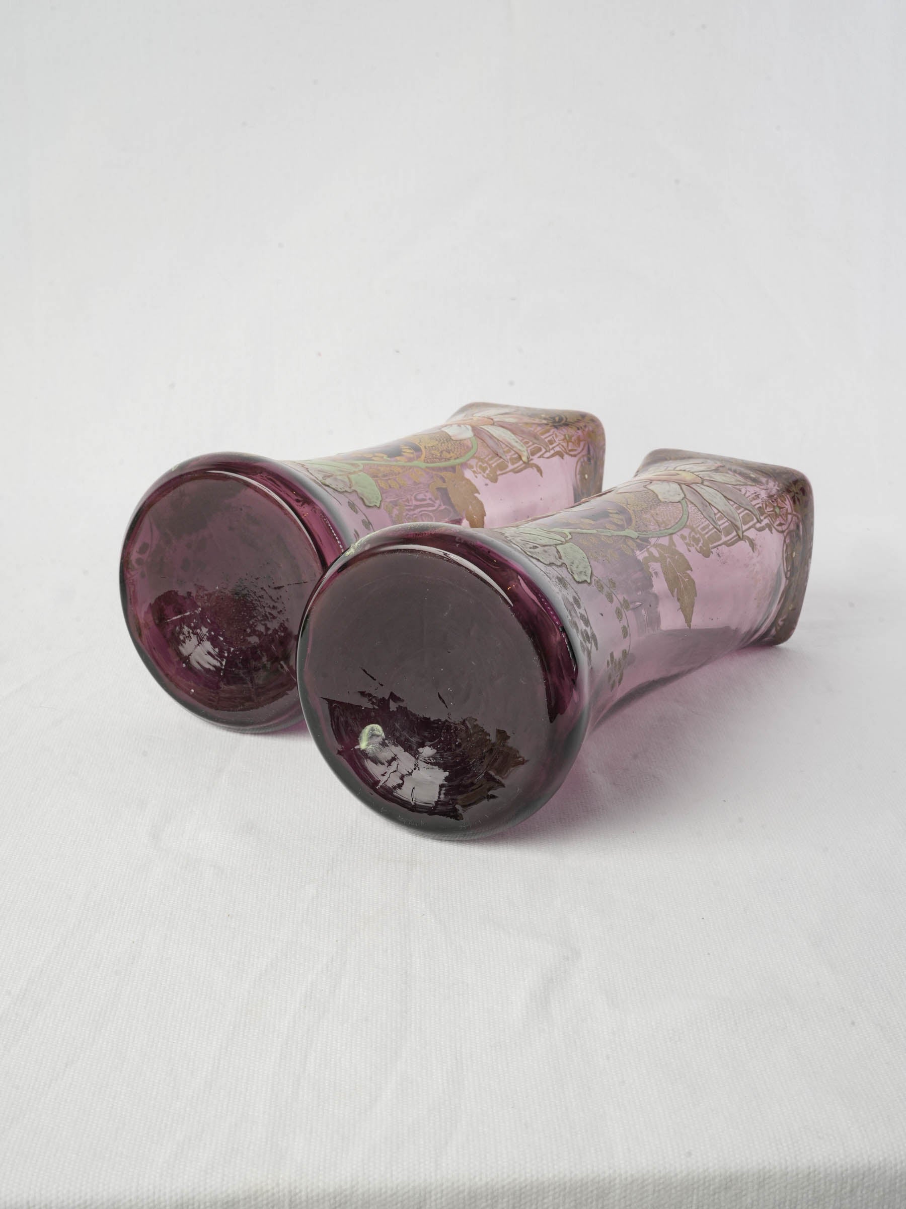 Decorative enamelwork floral vases