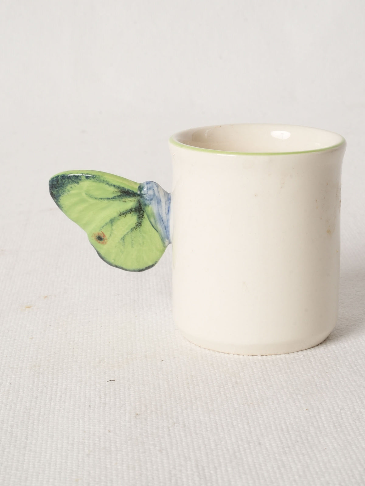 Ceramic Espresso Cup with Green Butterfly Handle