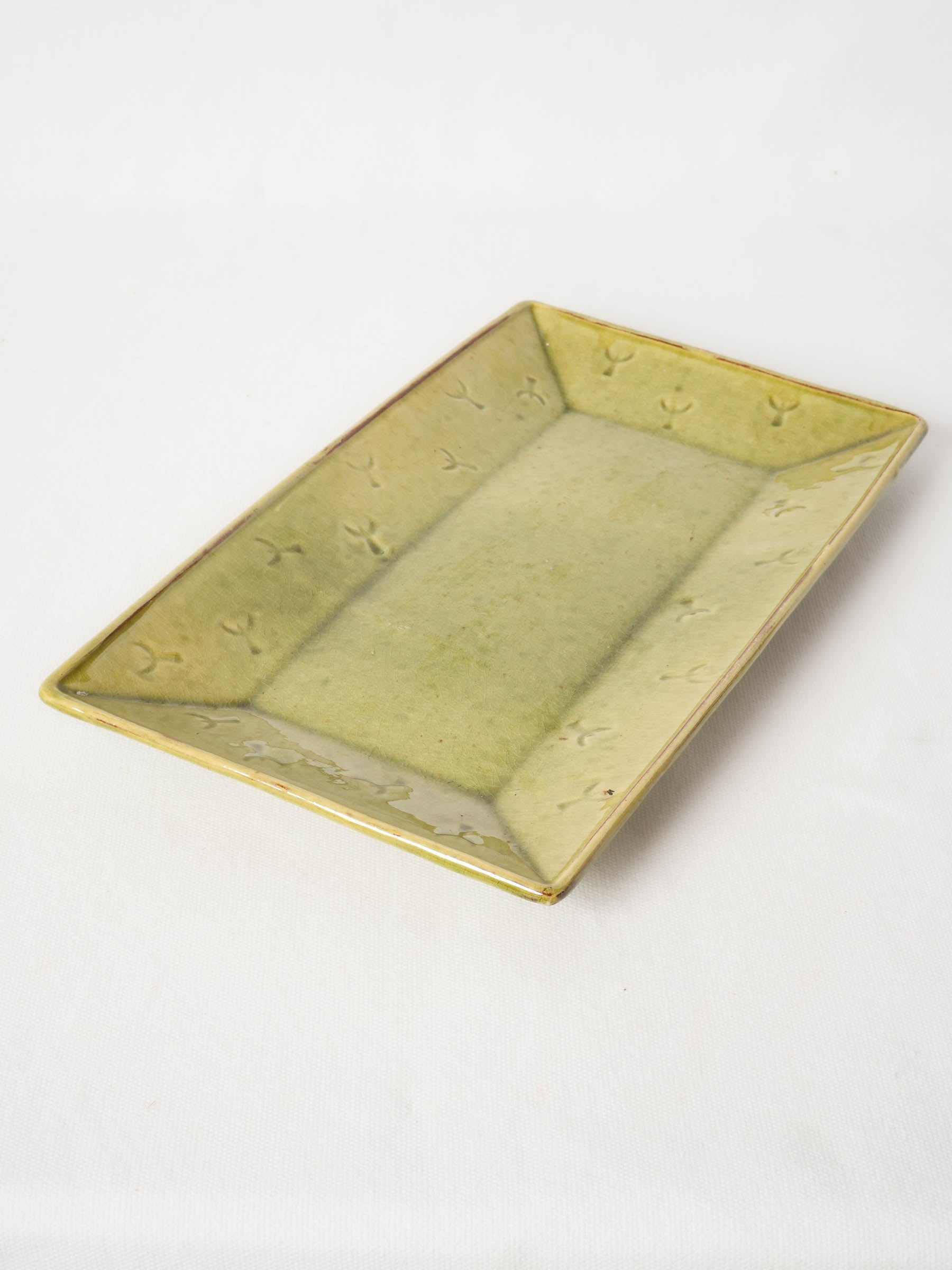 Rectangular Provençal Terracotta Platter w/ Green Glaze 14½" x 8¼"