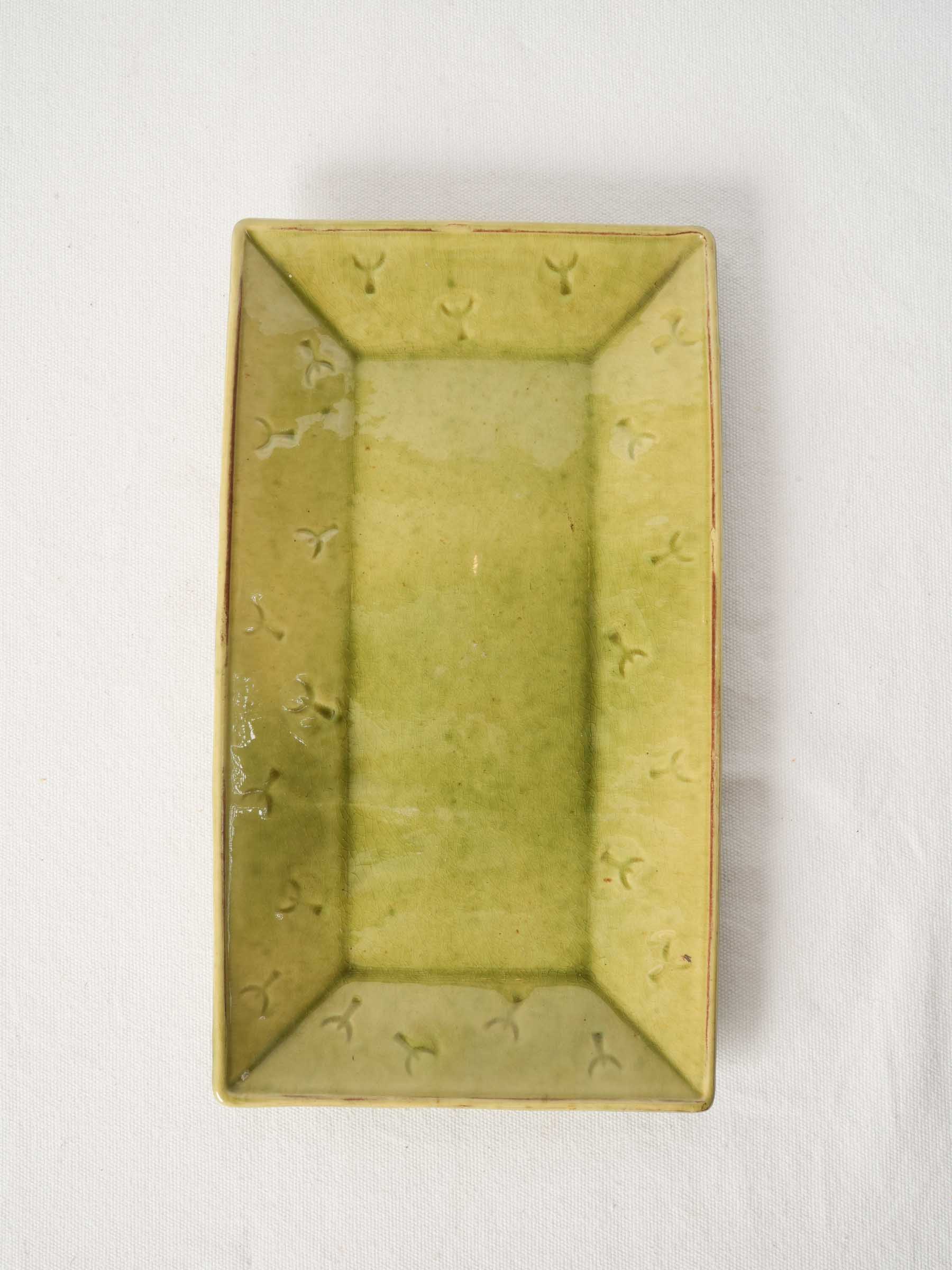 Rectangular Provençal Terracotta Platter w/ Green Glaze 14½" x 8¼"