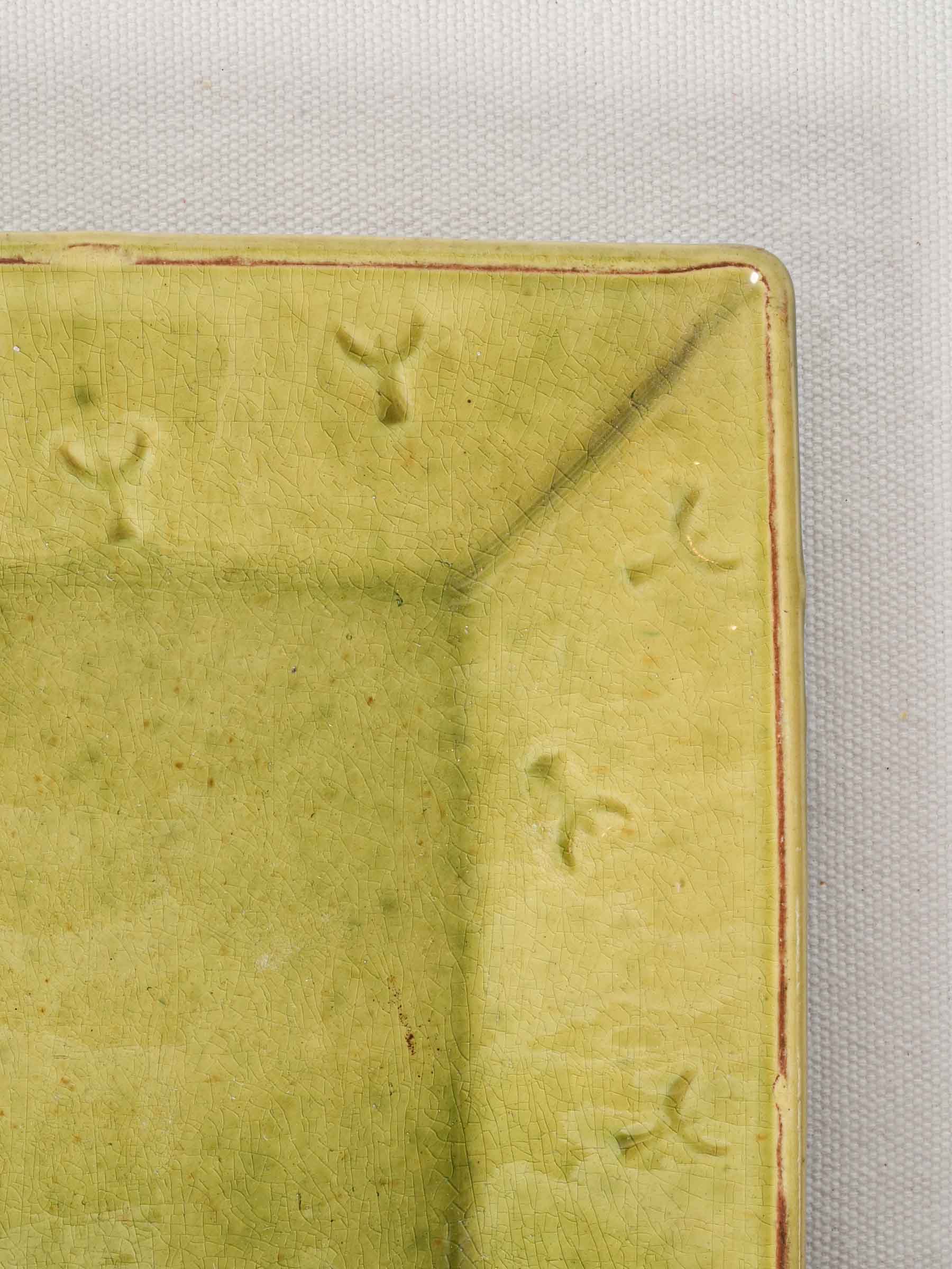 Rectangular Provençal Terracotta Platter w/ Green Glaze 14½" x 8¼"