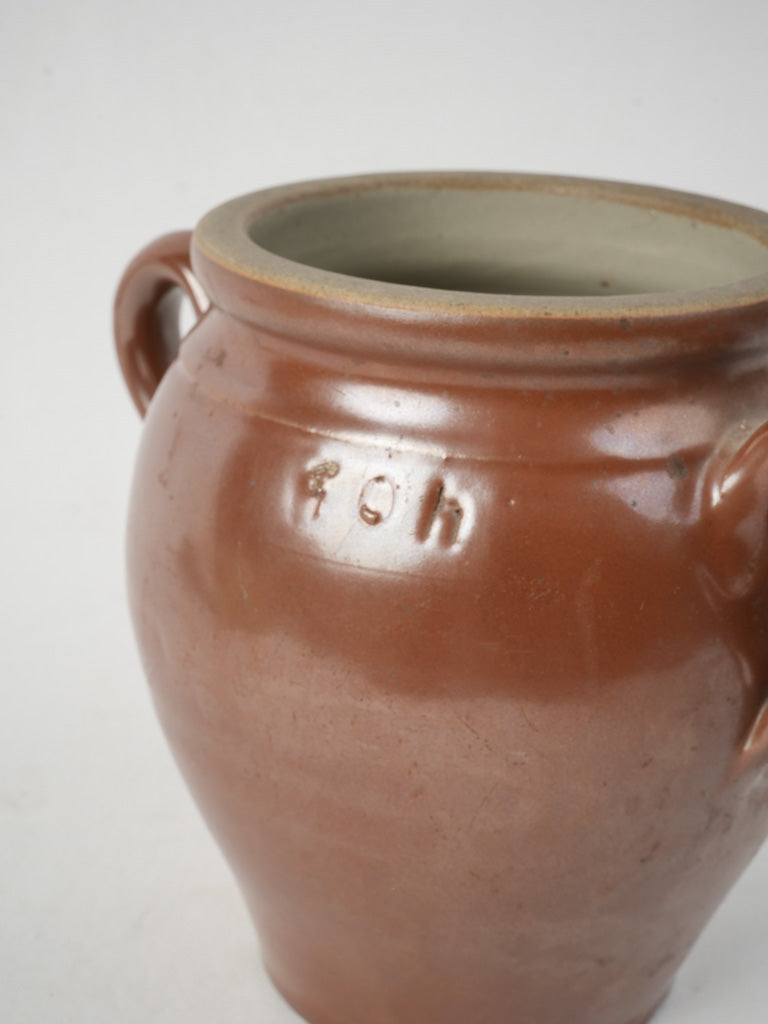 Rustic brown glazed vinegar jar