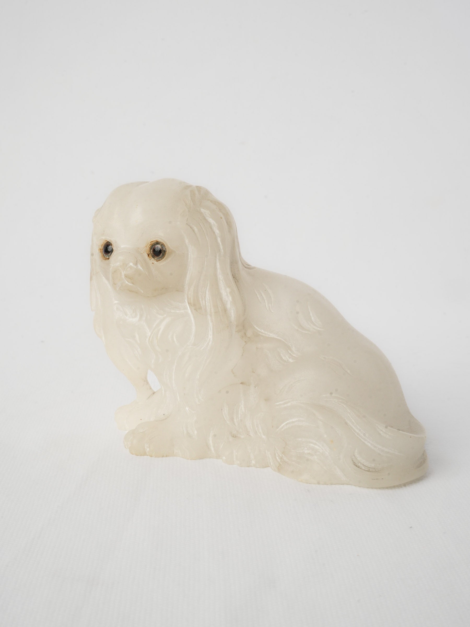 Antique alabaster sculpture Pekingese dog