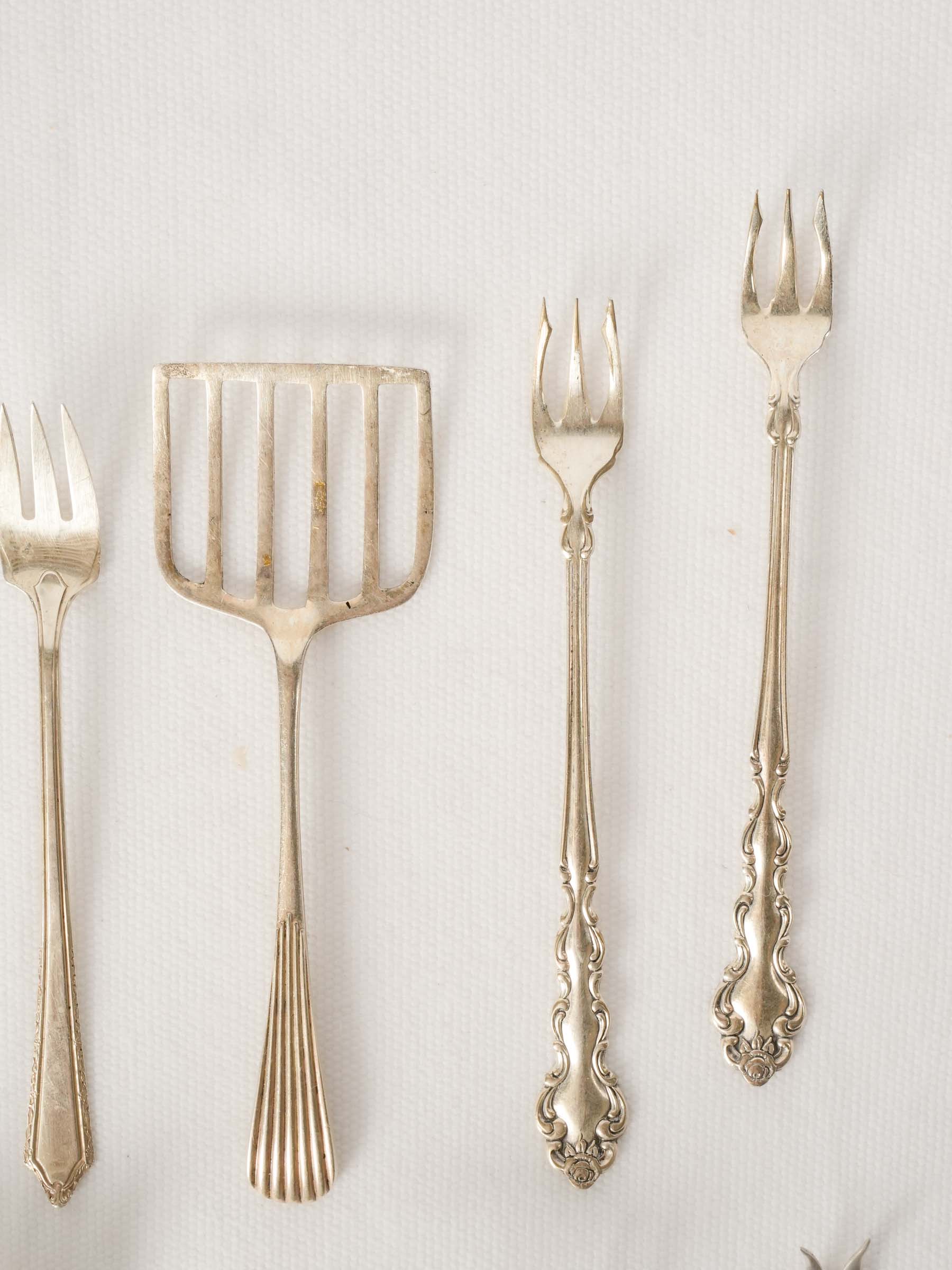 Set of 10 Antique Silver-Plate Fish and Shellfish Servers