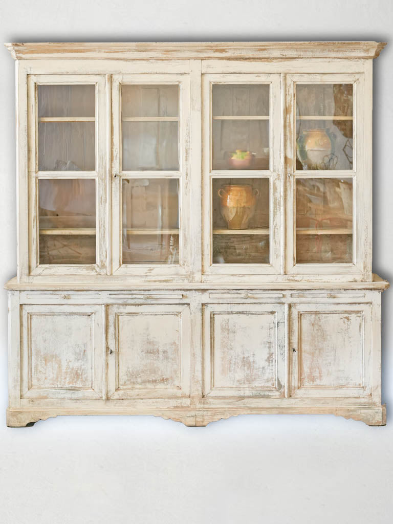 Antique French Glass Two-Part Hutch