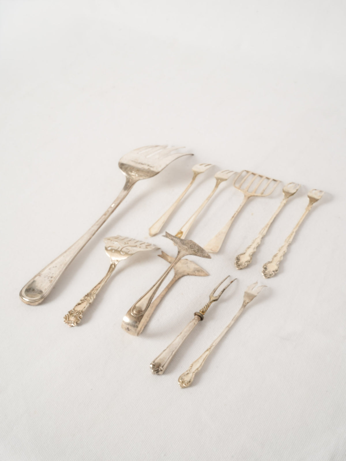 Set of 10 Antique Silver-Plate Fish and Shellfish Servers