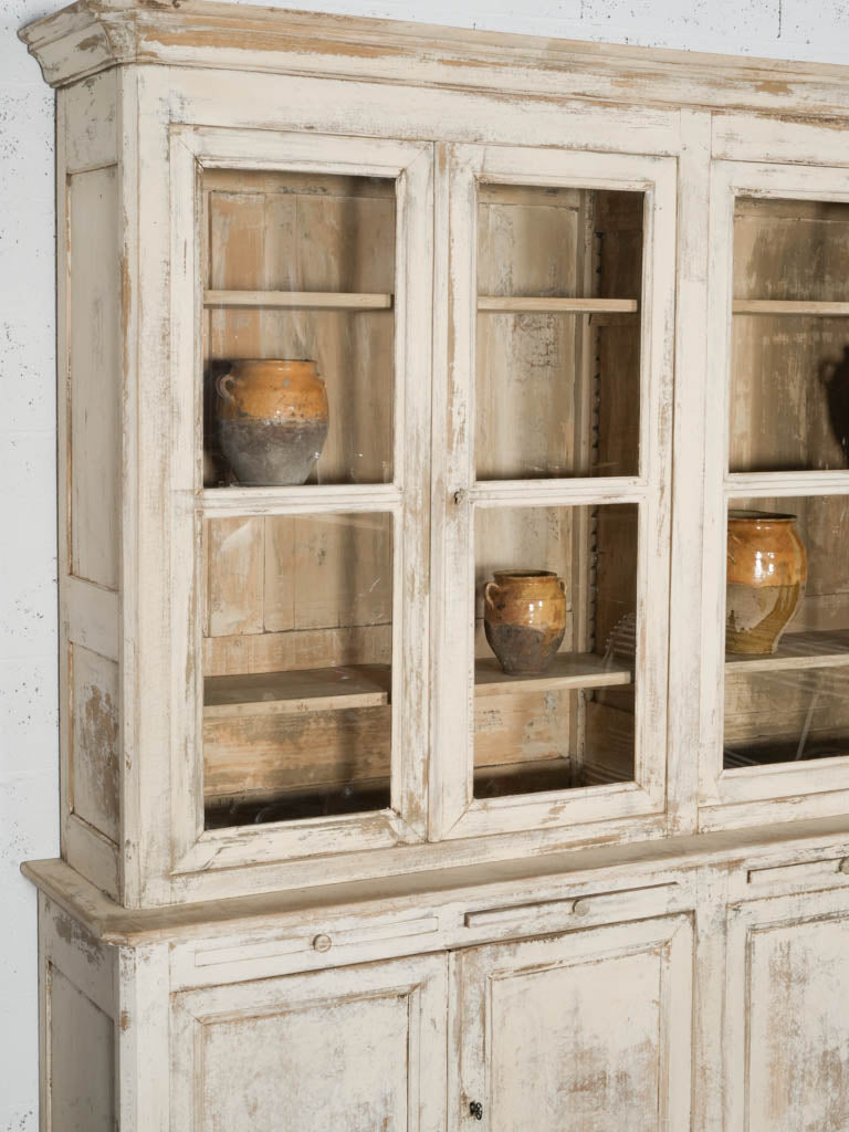 Rustic Beige Distressed French Vitrine