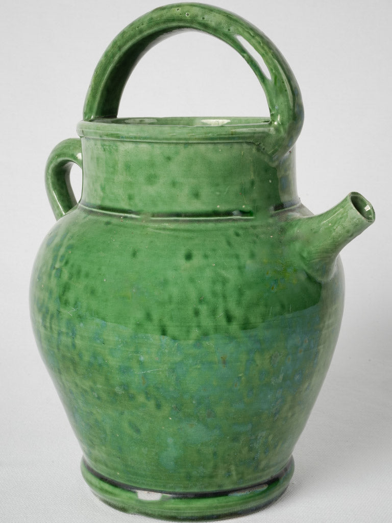 Rare antique green glazed cruche pitcher