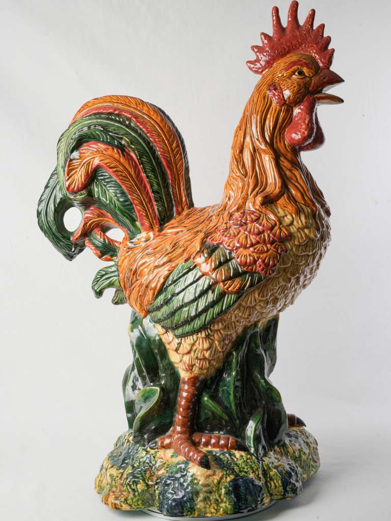 Timeless glazed ceramic rooster centerpiece