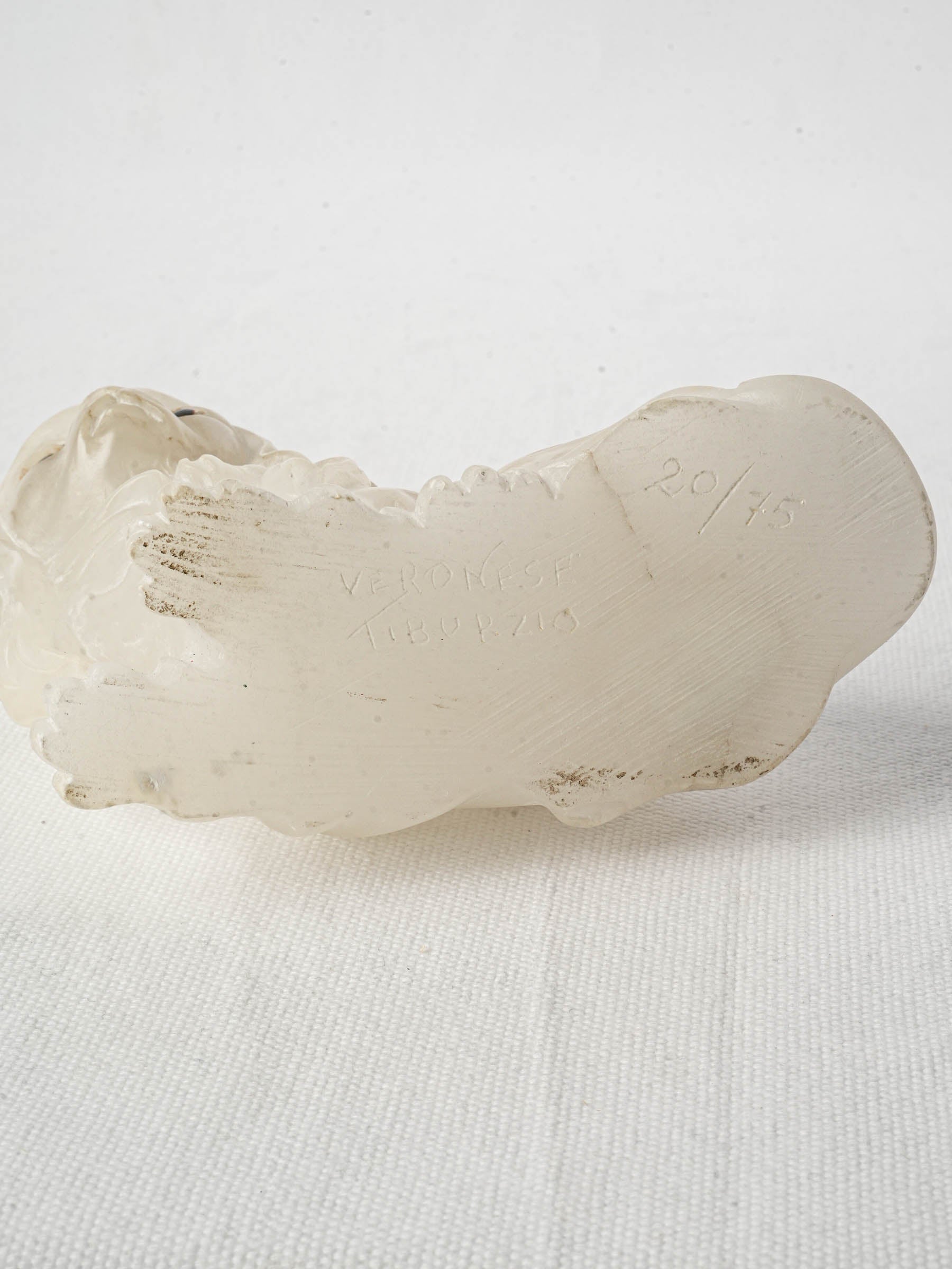 Signed alabaster Pekingese dog statue