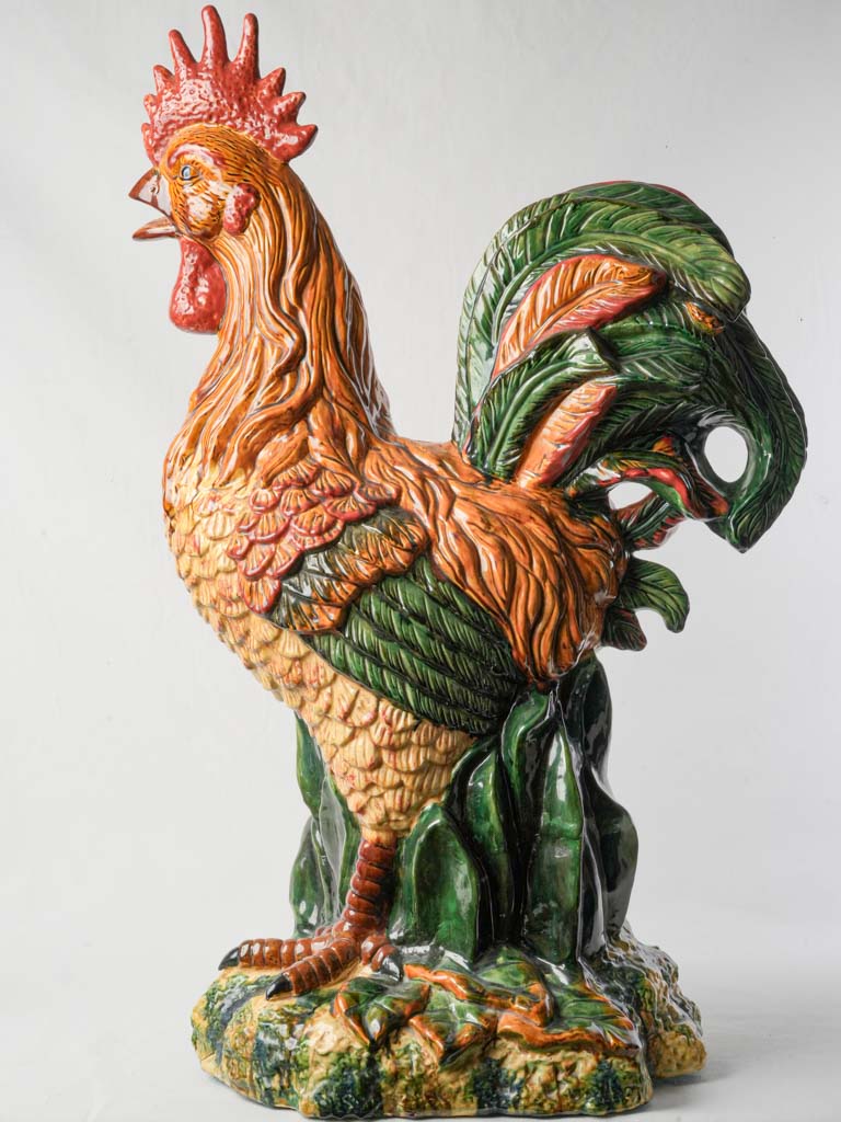 Bold century-old rooster sculpture
