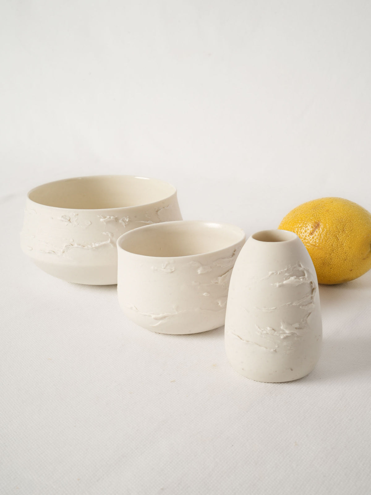 Three Pieces of Handmade Porcelain by Atelier-A France