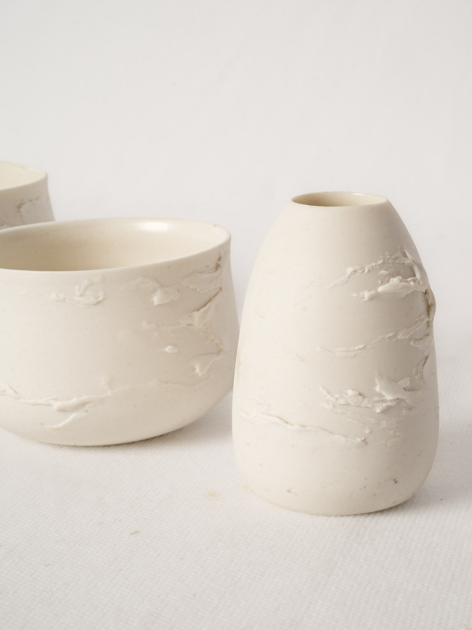Three Pieces of Handmade Porcelain by Atelier-A France