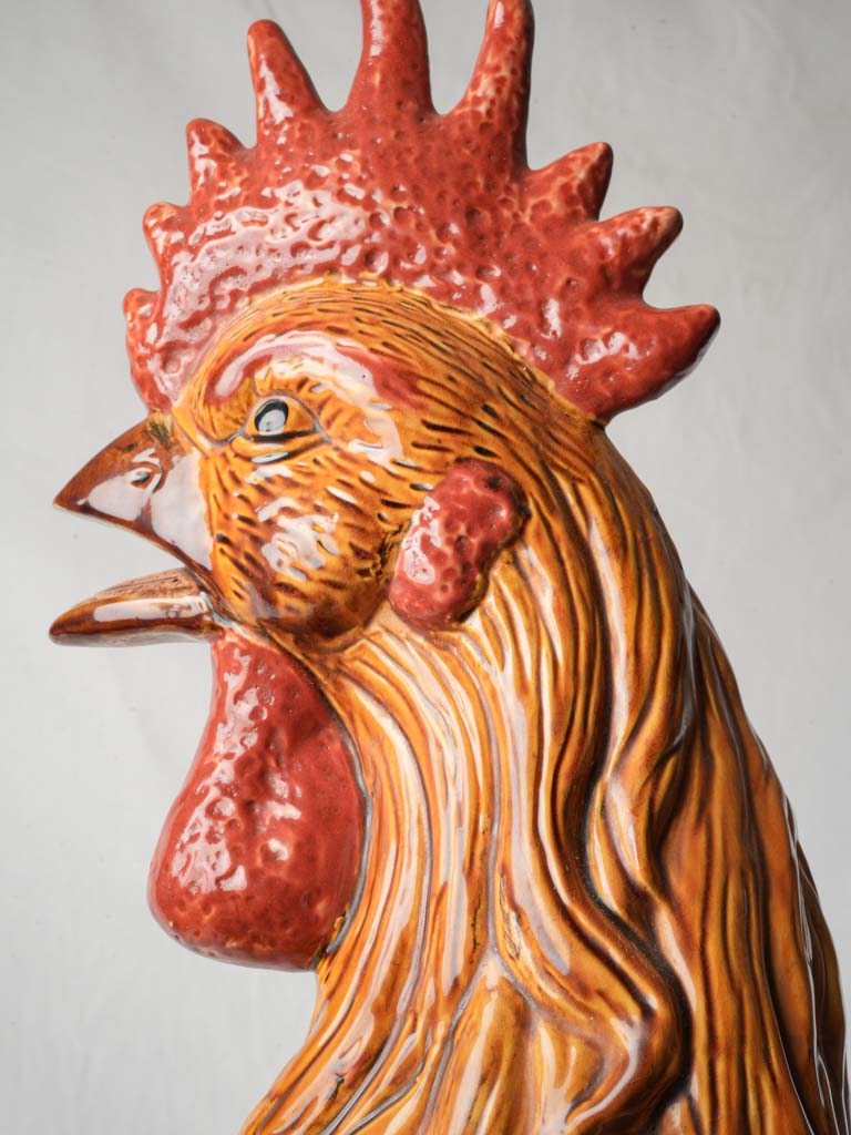 Vibrant signed rooster kitchen ornament