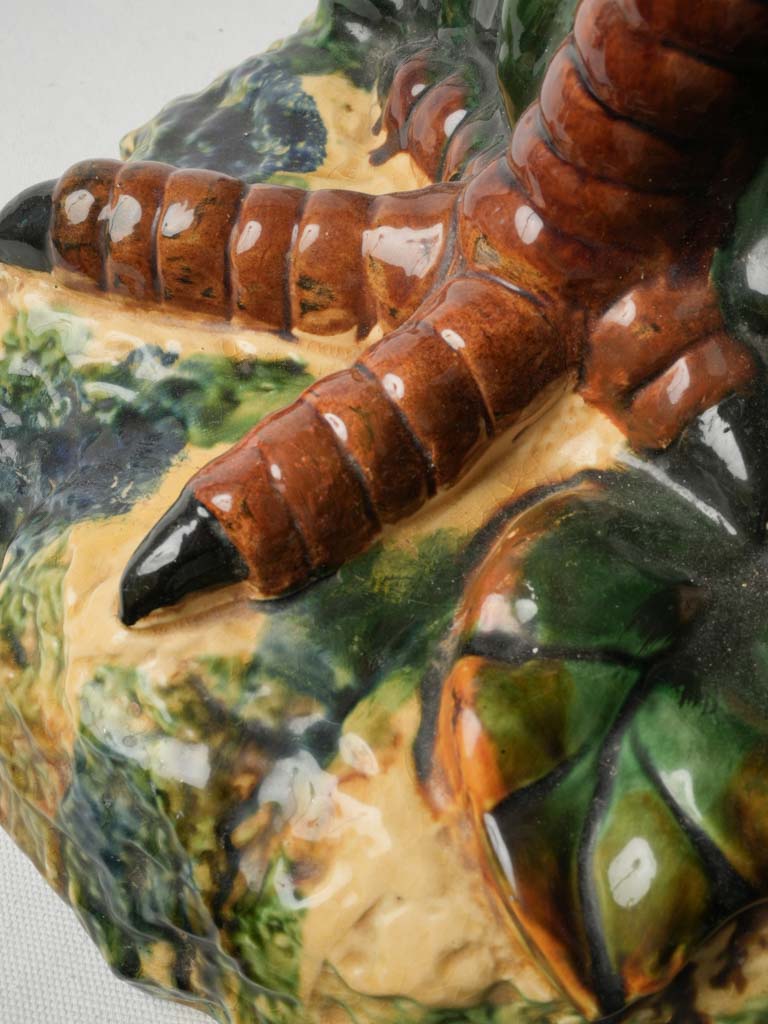 Intricate large Massier rooster sculpture
