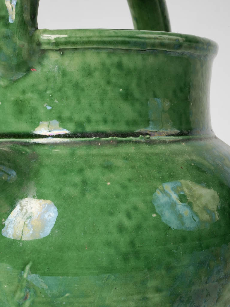 Antique fully glazed green French ewer