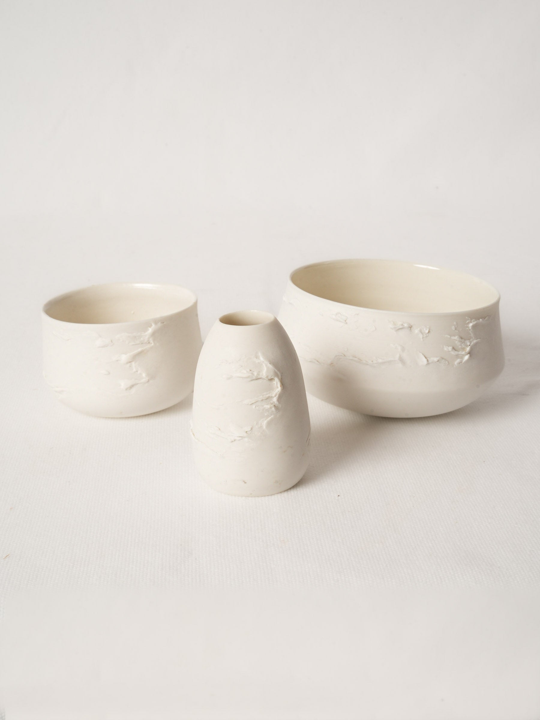 Three Pieces of Handmade Porcelain by Atelier-A France