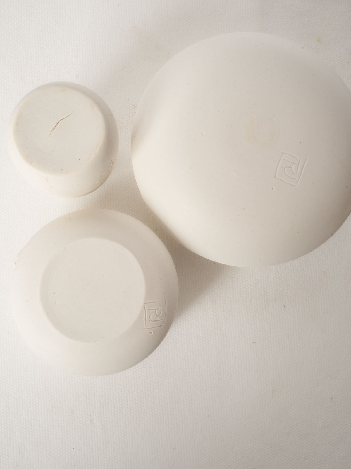 Three Pieces of Handmade Porcelain by Atelier-A France