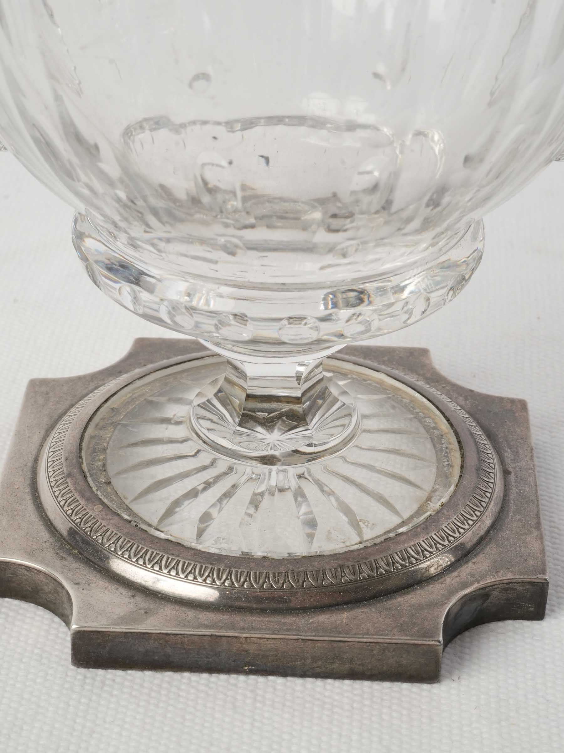 Early 19th Century Baccarat Crystal Two-Handled Coupe on Silver Mount - 7"