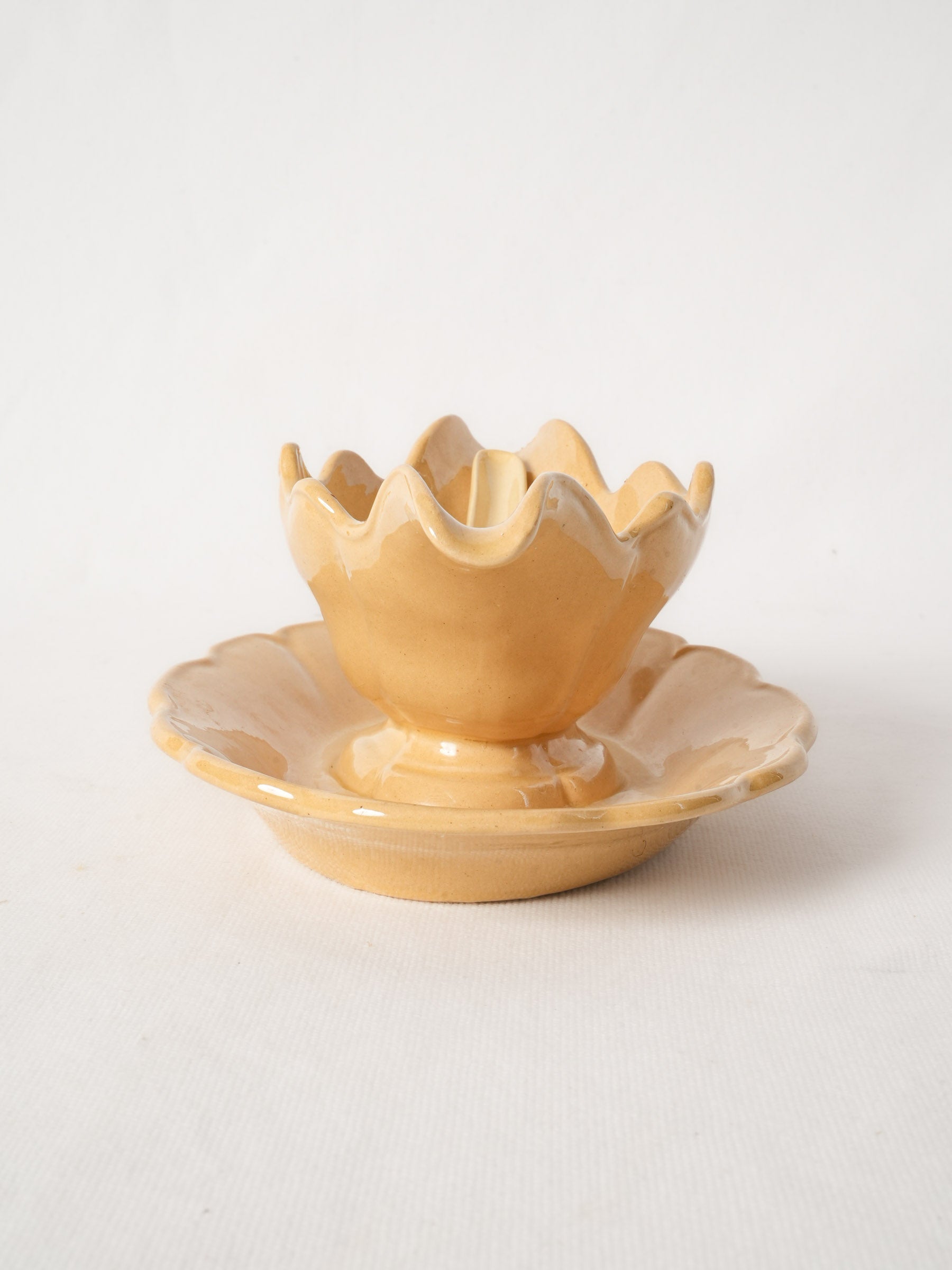 Handmade Provençal Ochre Ceramic Gravy Boat Set