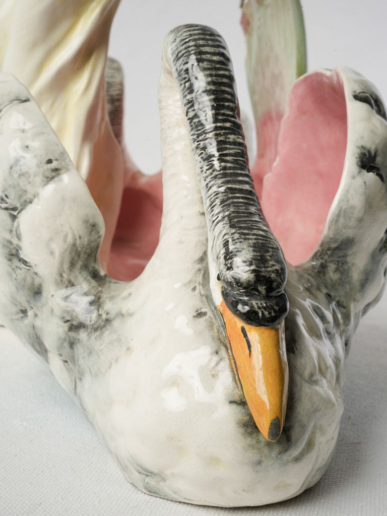 Romantic swan-adorned jardinière