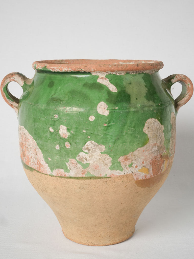 Patina-covered, 19th-century, glazed confit pot