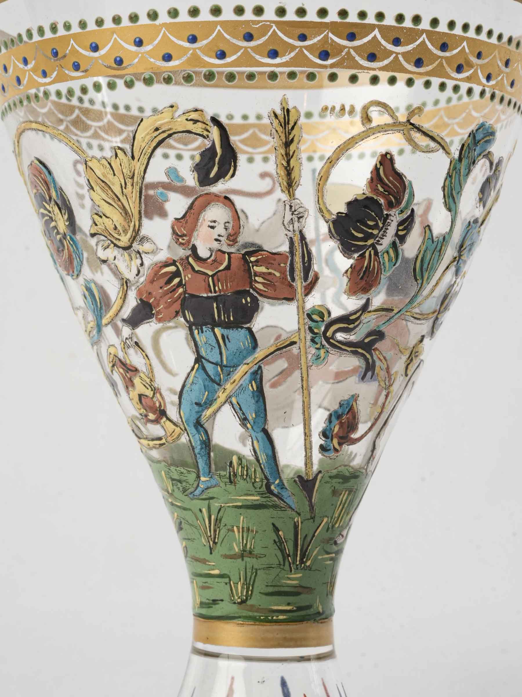 Antique knight-themed fine goblet