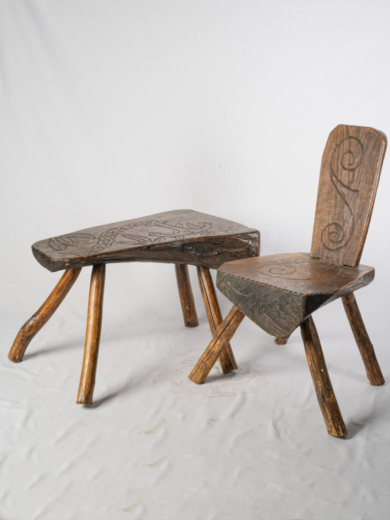 Naively styled folk art furniture