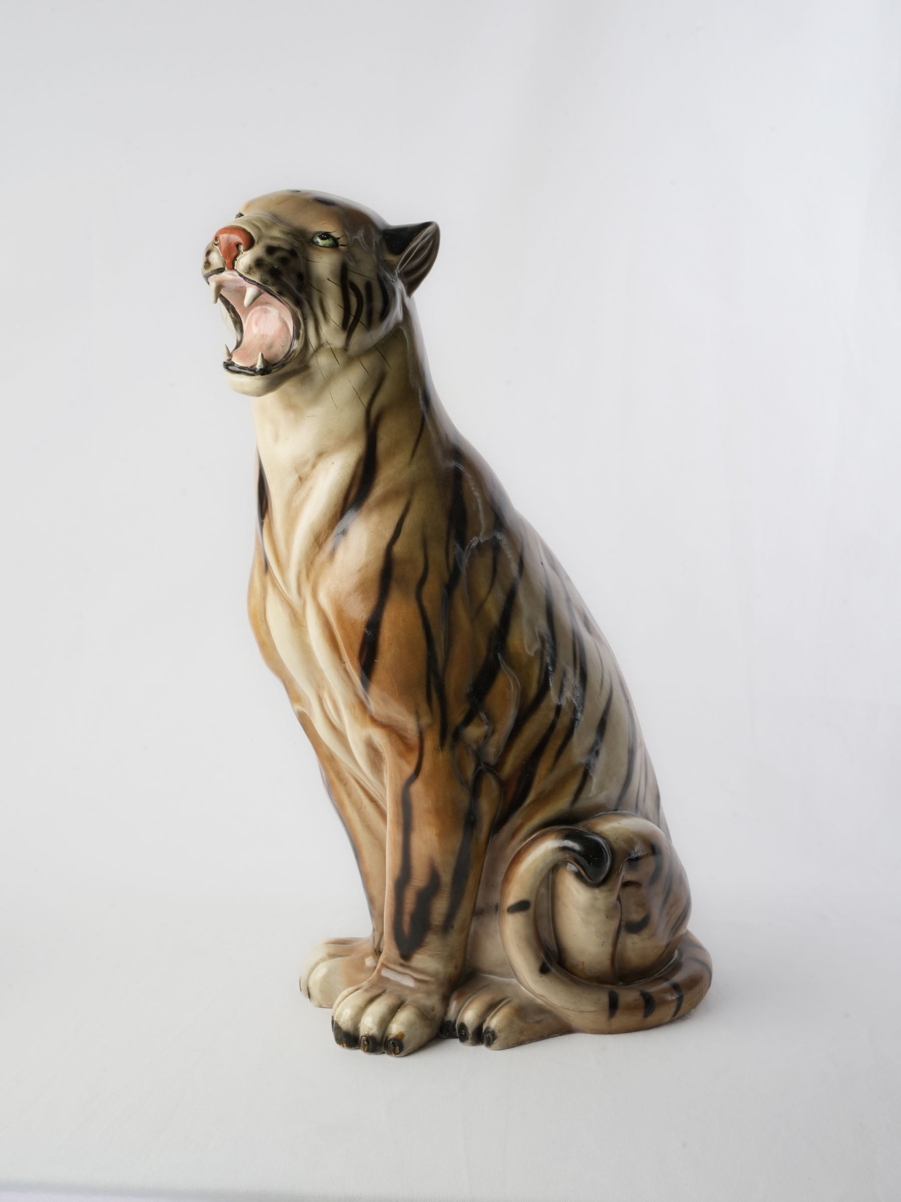 Striking vintage ceramic tiger sculpture