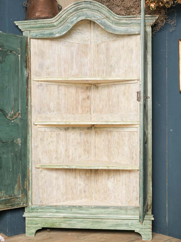 Antique French Louis XV Corner Cupboard w/ Original Paint - 77½"