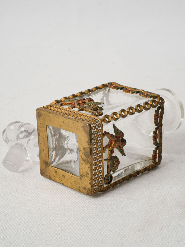 Charming floral motif glass bottle