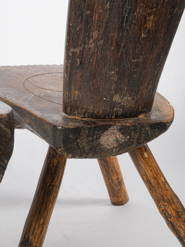 Quaint engraved wooden chair set