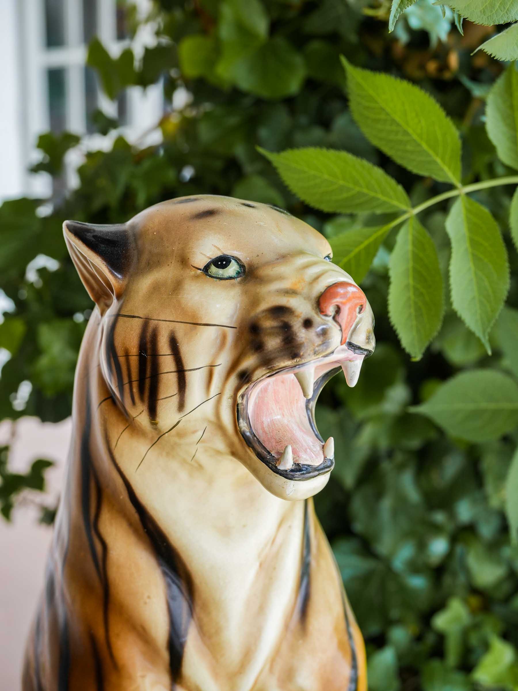 Hand-painted ceramic tiger statuette