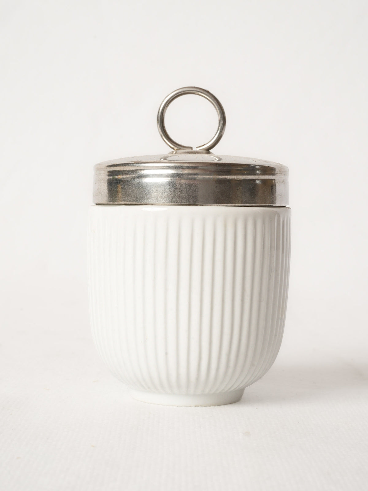 Vintage Porcelain Egg Coddler with Metal Lid