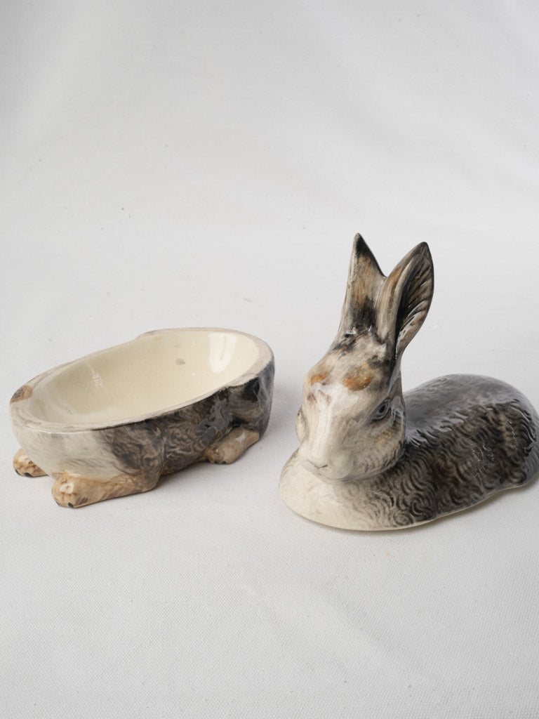 Whimsical crouching hare ornament