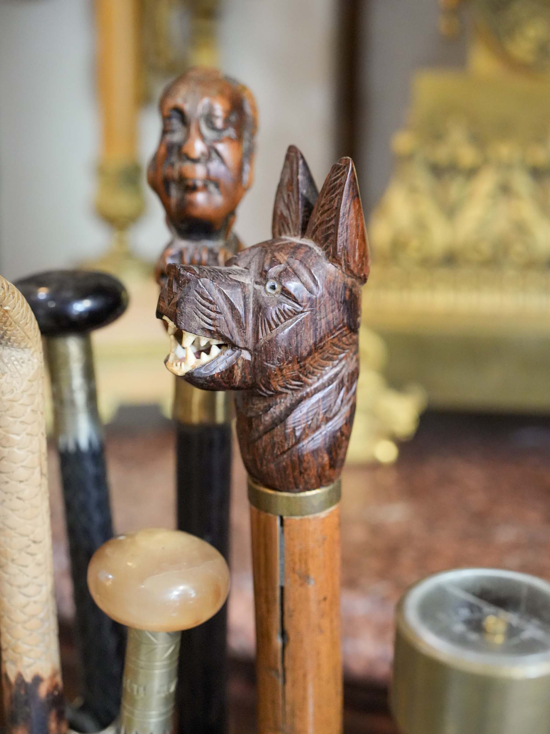 Vintage wolf-head collector's cane
