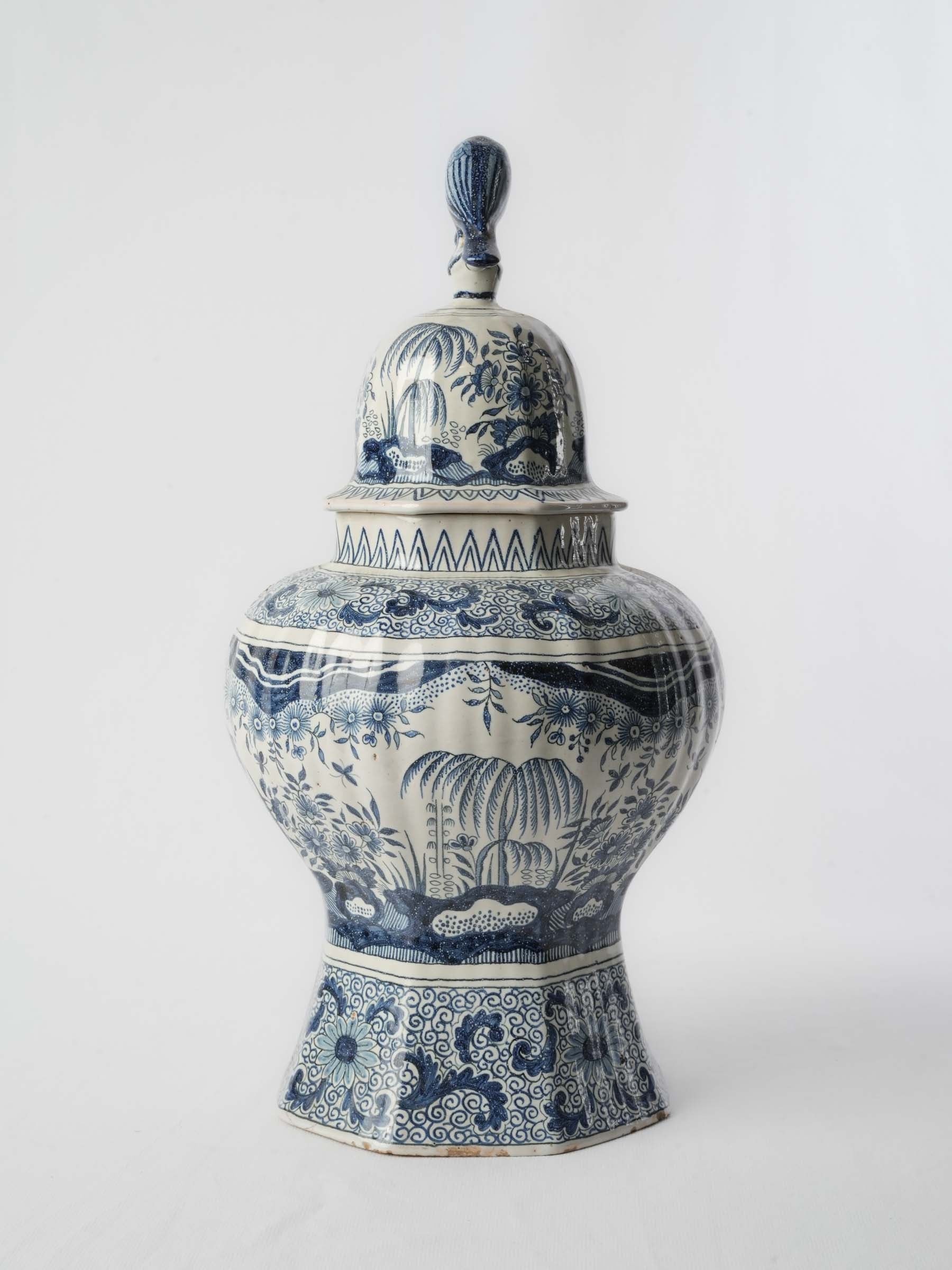 Antique hand-painted floral urn