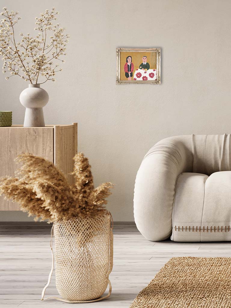 Nostalgic pastel artwork cozy tableau