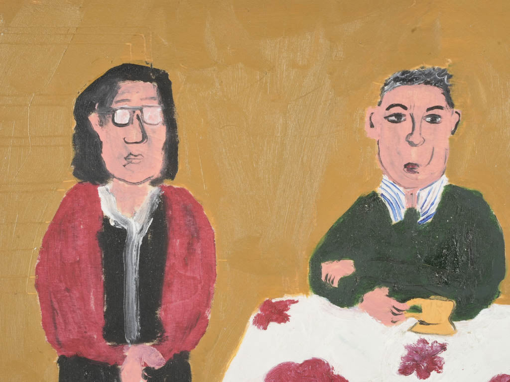 Muted background elderly couple painting