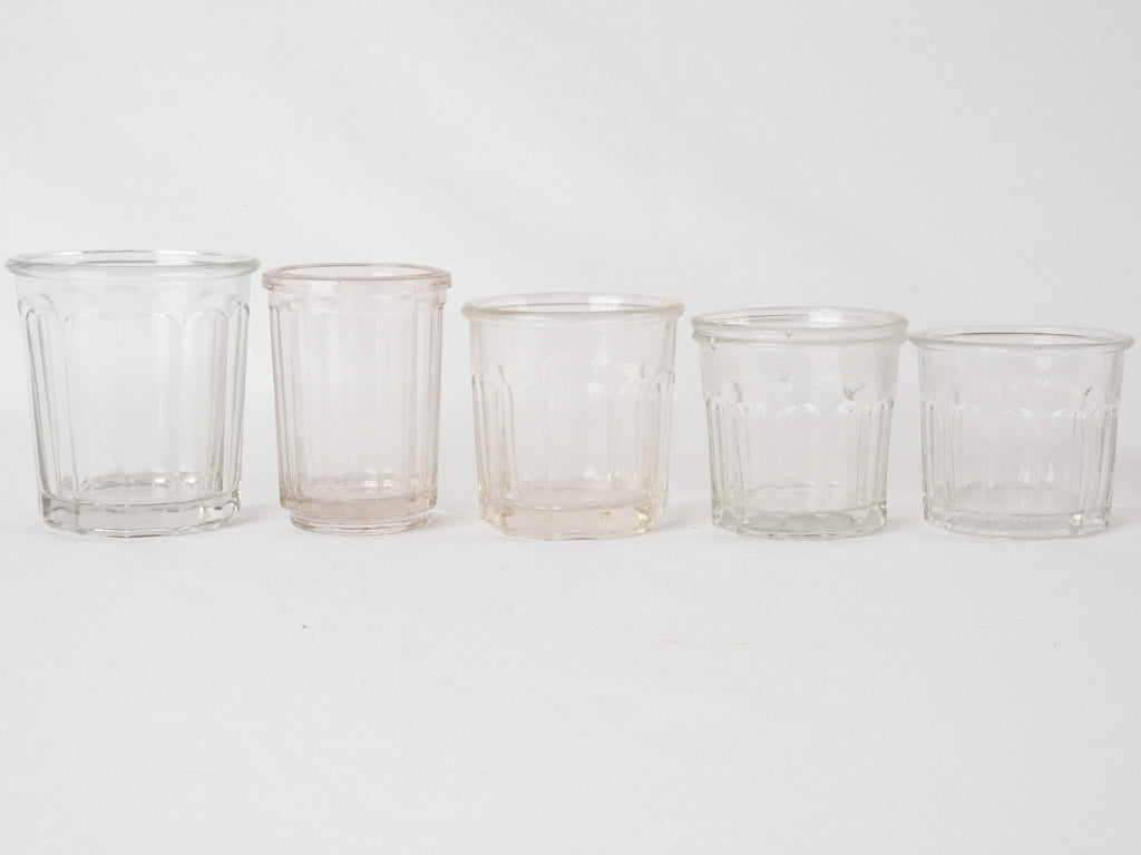 Collection of antique French jam jars - glass