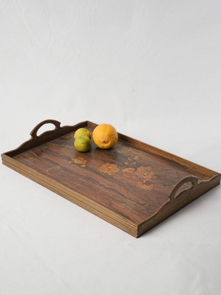 Antique elegant marquetry tray
