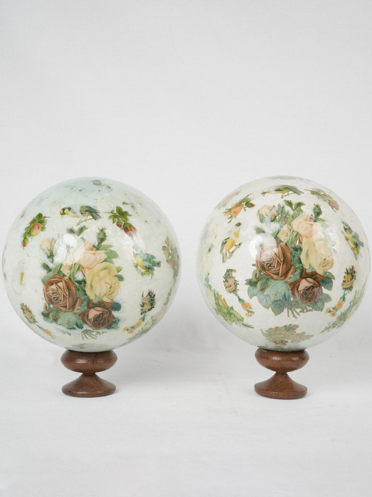 Antique French blown glass wig displays
