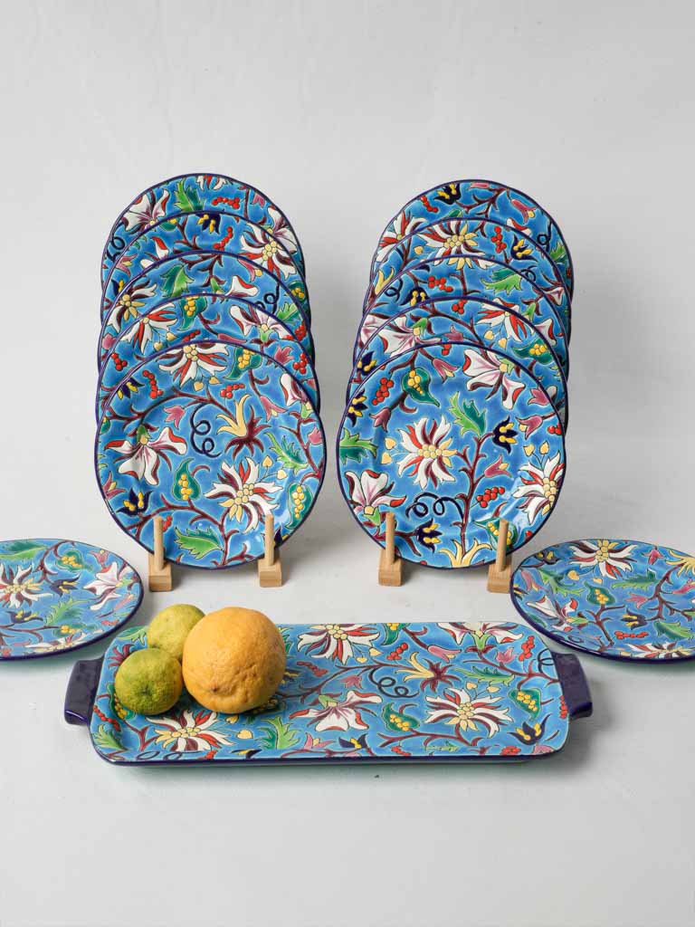 Antique cloisonné faience serving platter