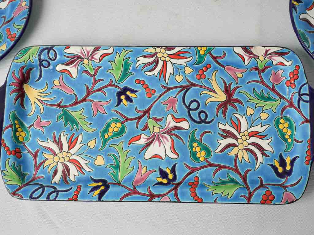 Colorful French cloisonné-style platter
