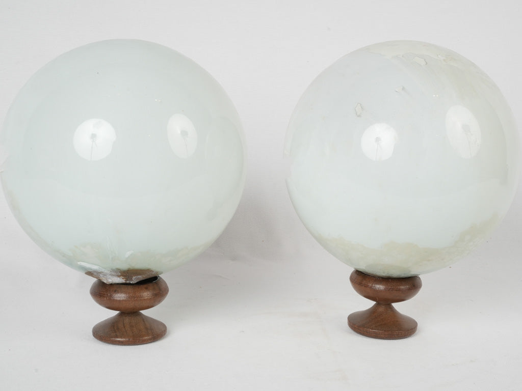Vintage wig displays with wooden pedestal
