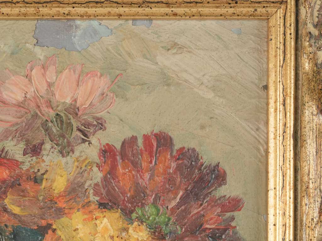 Artistic colorful zinnias artwork