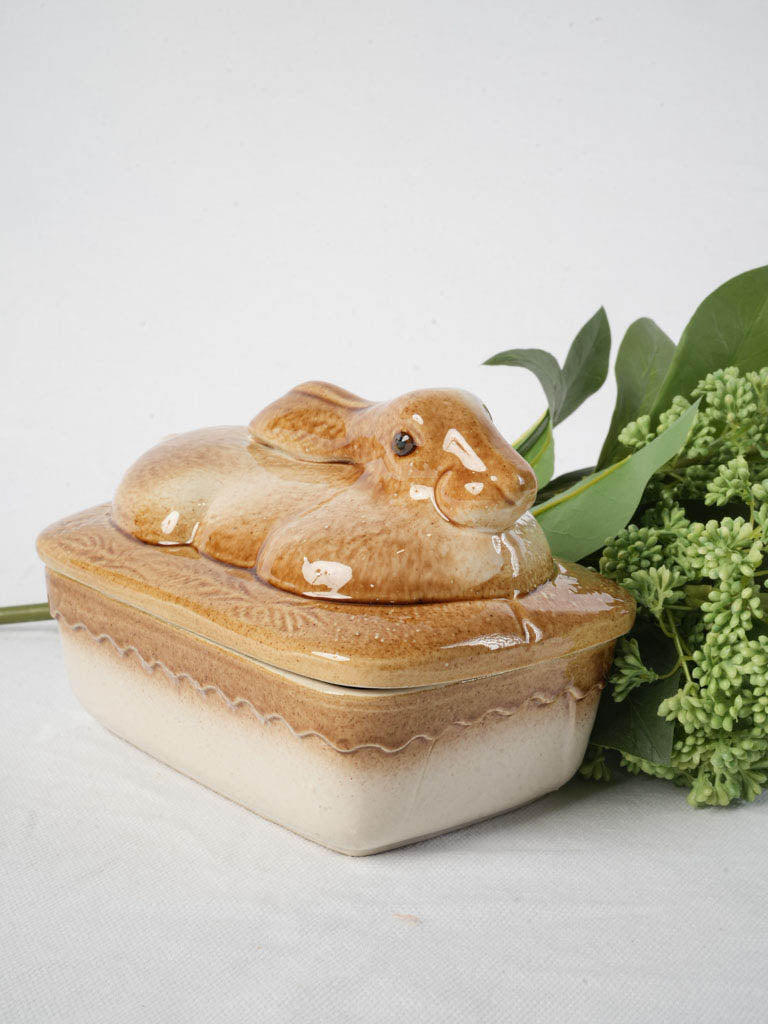 Mid-century reclining rabbit dish