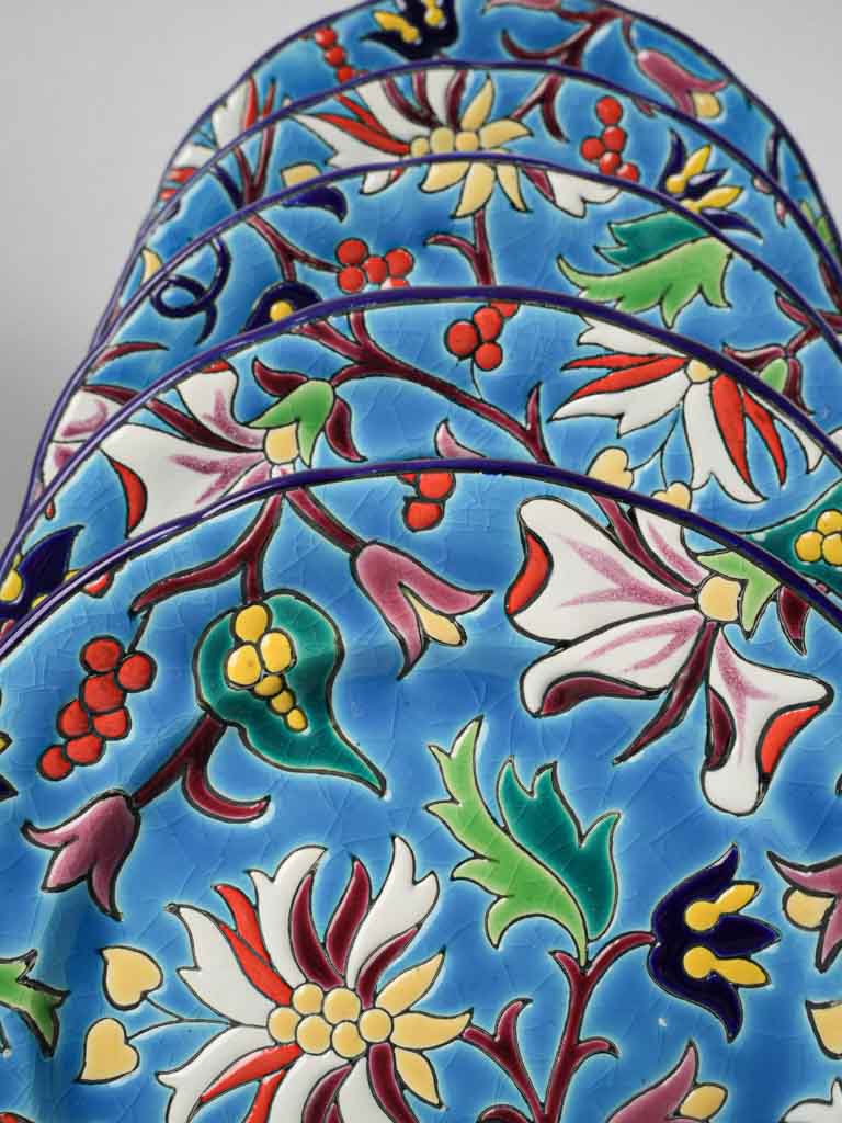 Vibrant botanical motif dessert set